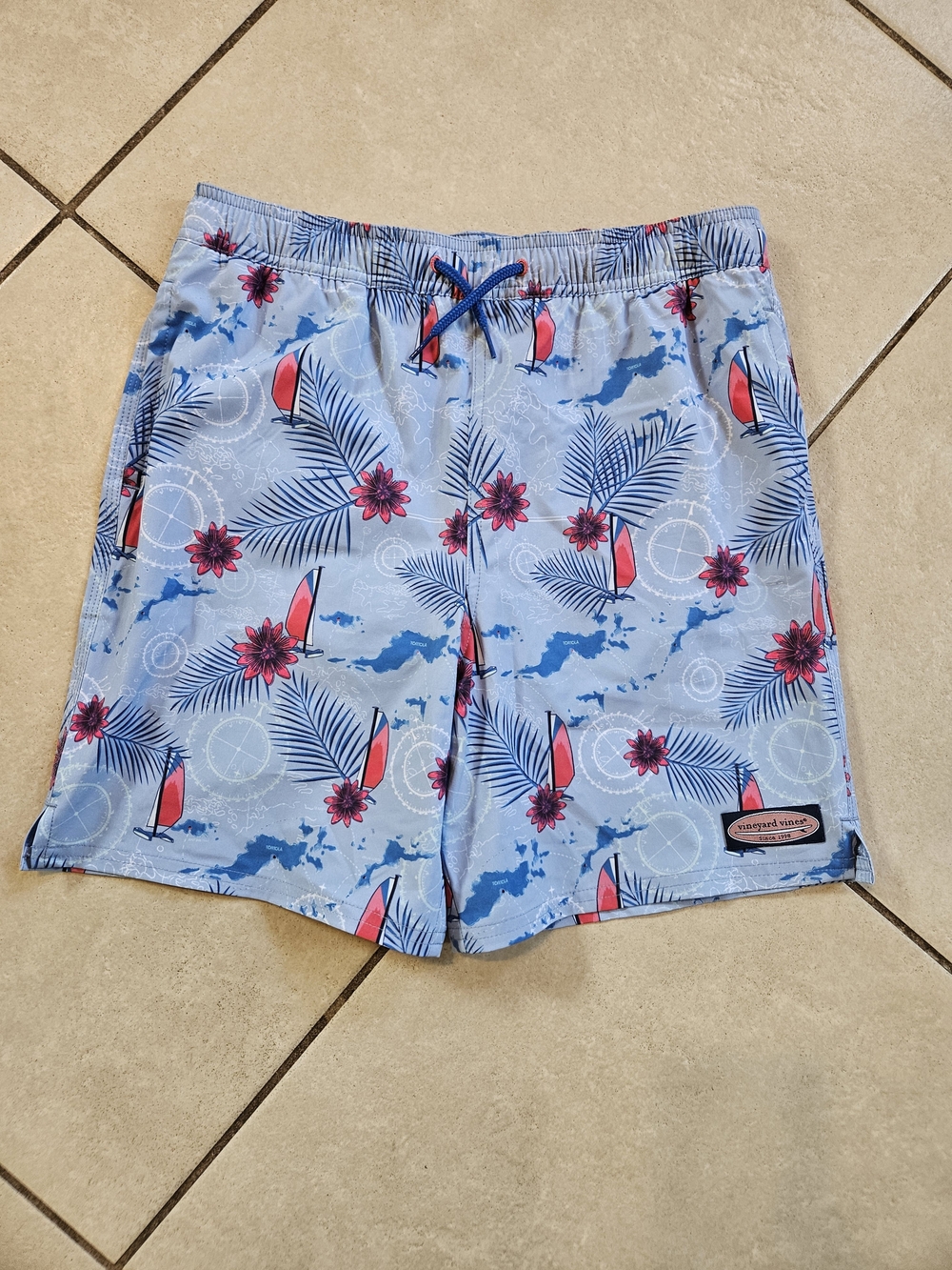 Vineyard Vines Light Blue Sailboat & Tropical Print Shorts